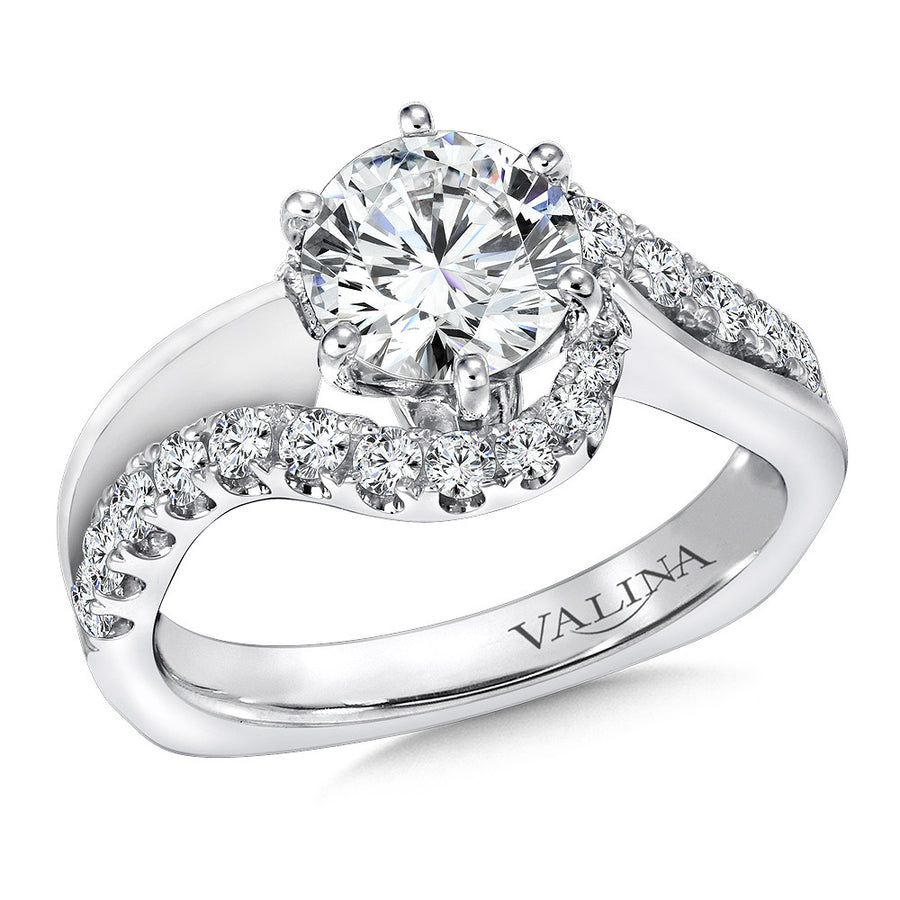 14K White Gold 0.56ct Diamond Semi-Mount Engagement Ring