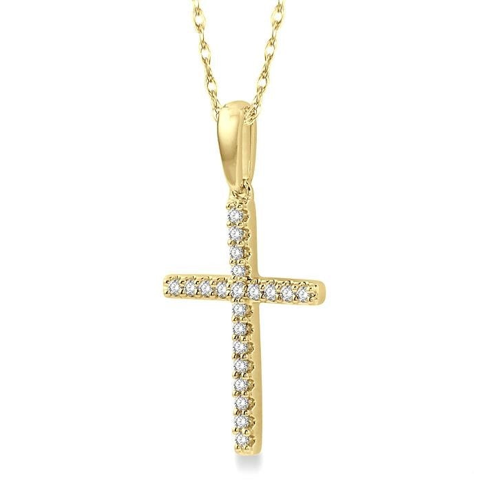 10K Yellow Gold Diamond Cross Necklace