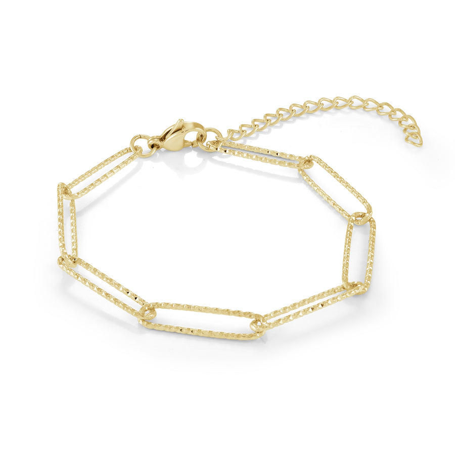 Stainless Steel Gold IP Sparkle Oval 6-8