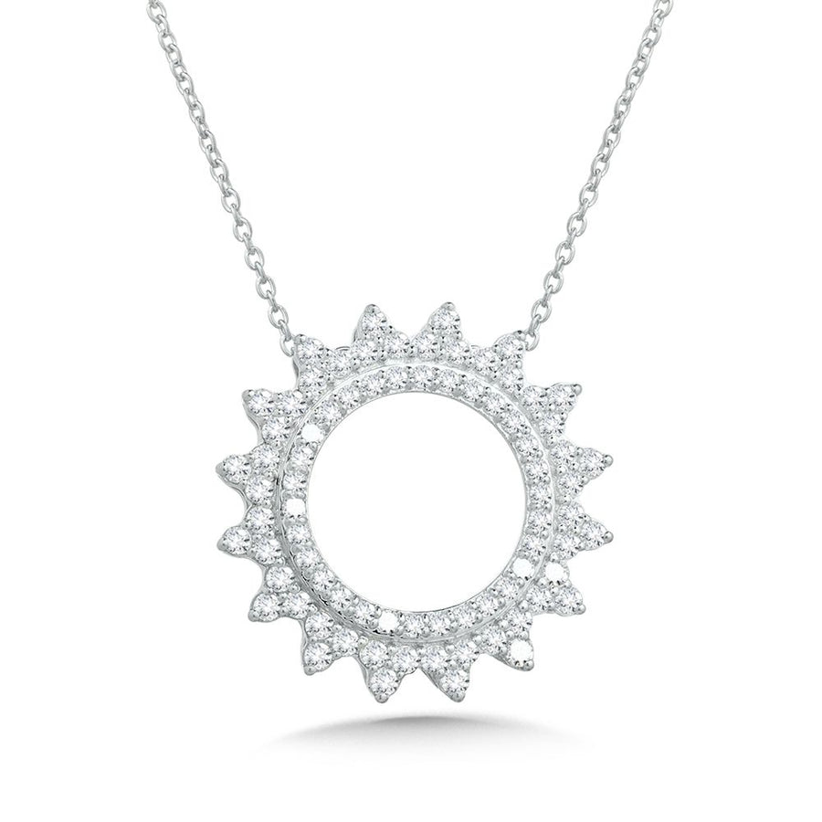 14K White Gold 0.63ct. Diamond Sunburst Necklace