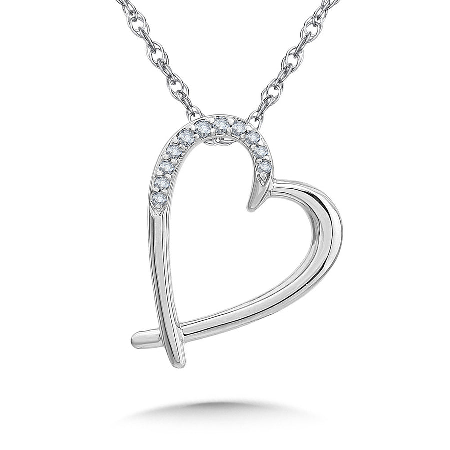 Sterling Silver 0.05ct. Diamond Heart Necklace
