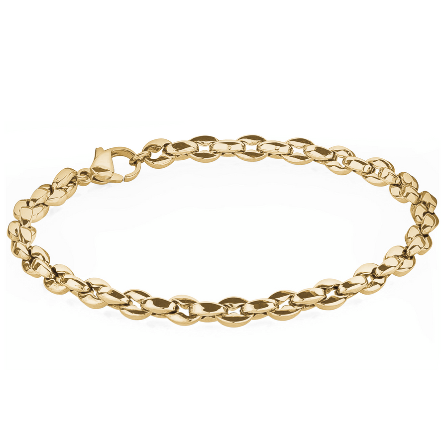 Stainless Steel Gold IP Polished Oval Link Bracelet