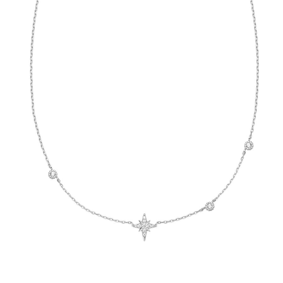 Silver Eight-Pointed Star Cubic Zirconia Station N