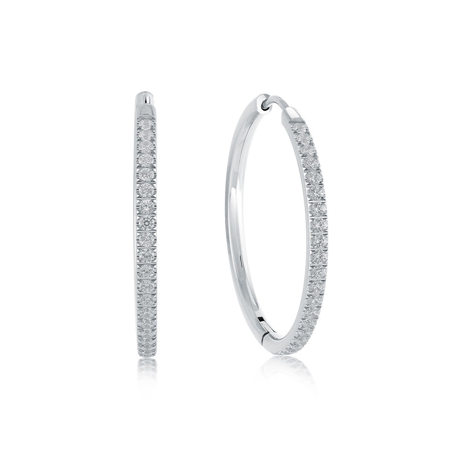Stainless Steel Cubic Zirconia 22mm Open Hoop Earrings