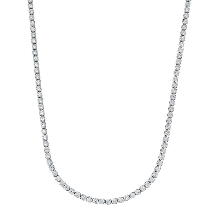 Stainless Steel Cubic Zirconia 2mm Tennis Style Necklace