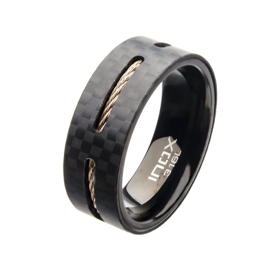 Solid Carbon Cable Inlay Ring