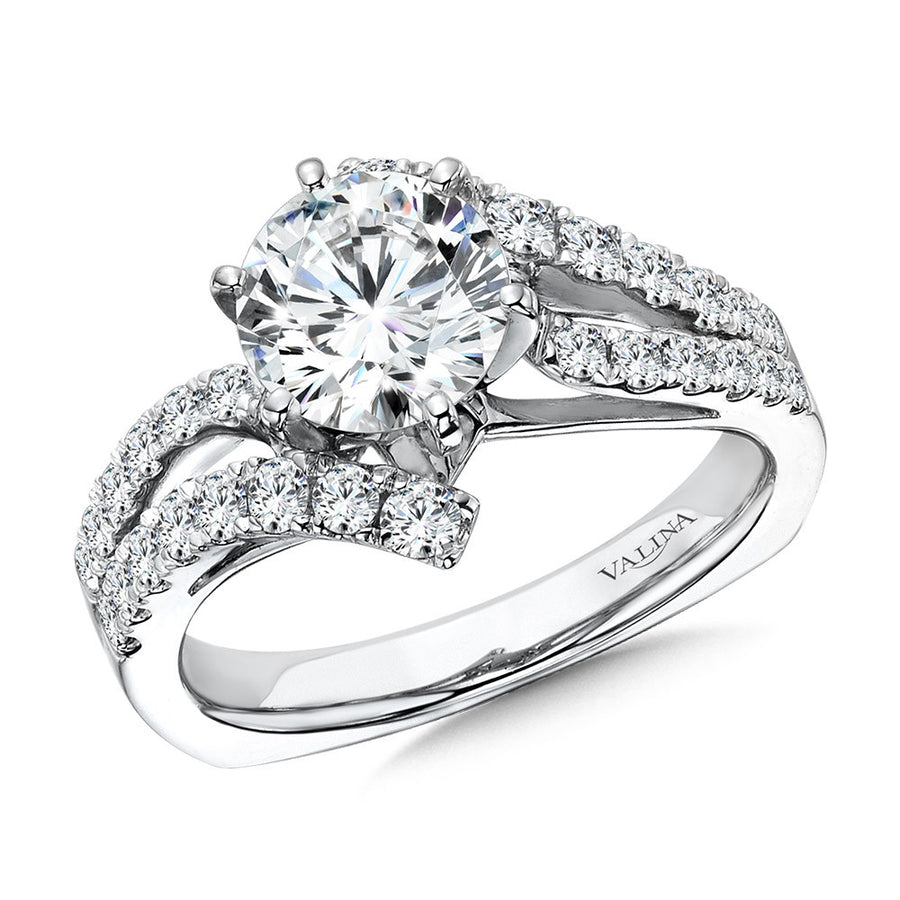 14K White Gold 0.68ct Diamond Semi-Mount Engagement Ring