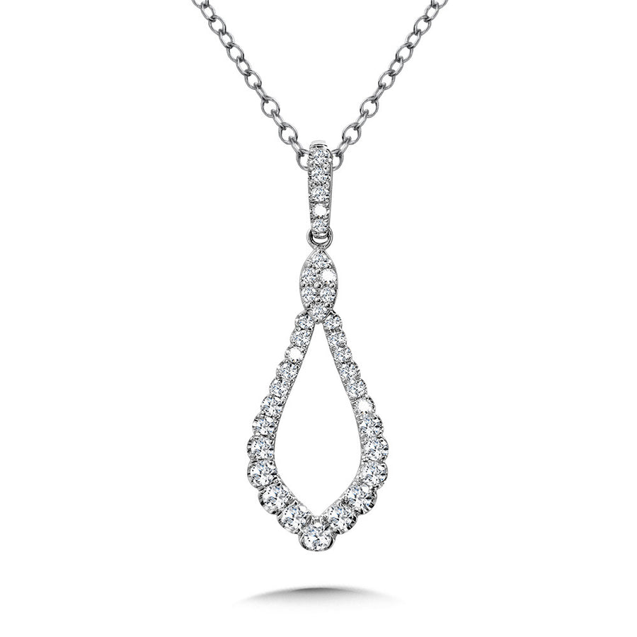 14K White Gold 0.38ct Diamond Teardrop Shaped Necklace