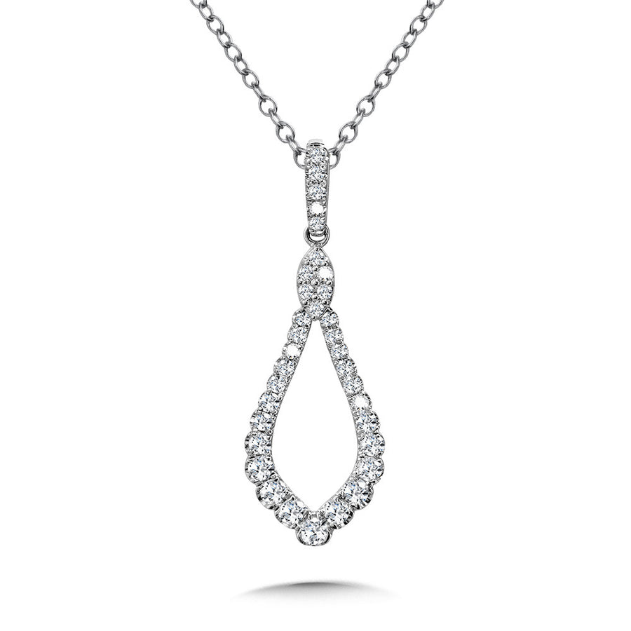 14K White Gold 0.38ct Diamond Teardrop Shaped Necklace