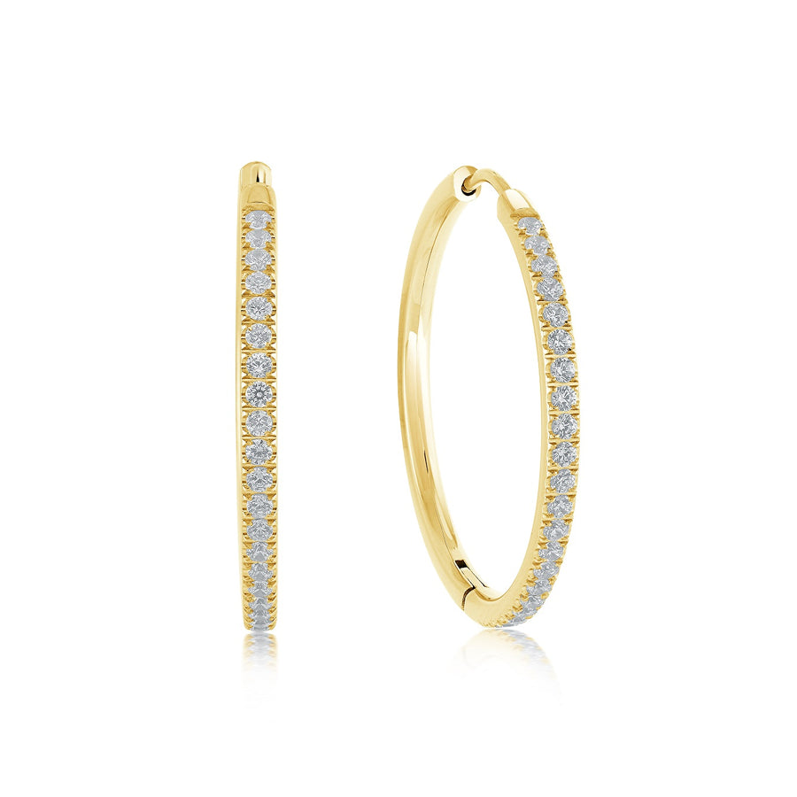 Stainless Steel Gold-IP Cubic Zirconia 29.5mm Eternity Hoop Earrings