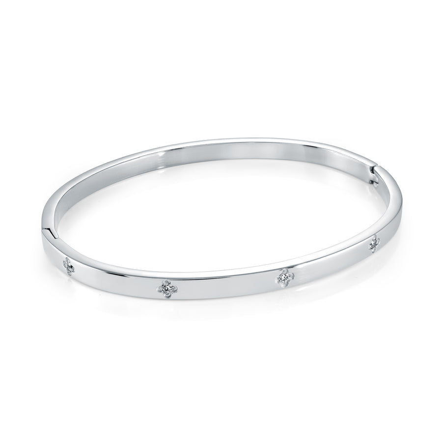 Stainless Steel Cubic Zirconia Clover 6.5