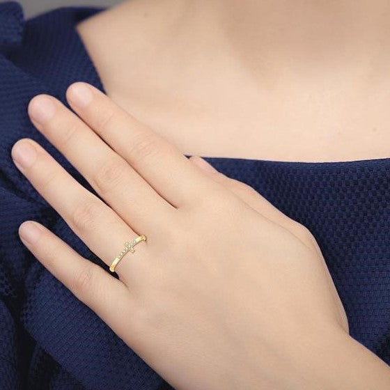 10K Yellow Gold 0.10ctw Diamond Cross Ring