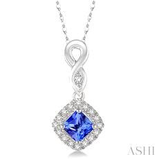 10K White Gold Tanzanite and  Diamond Necklace