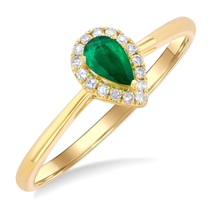 10K Yellow Gold Emerald and Diamond Ring