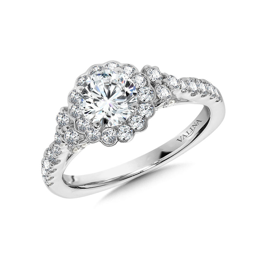 14K White Gold 0.64ct Diamond Semi-Mount Engagement Ring