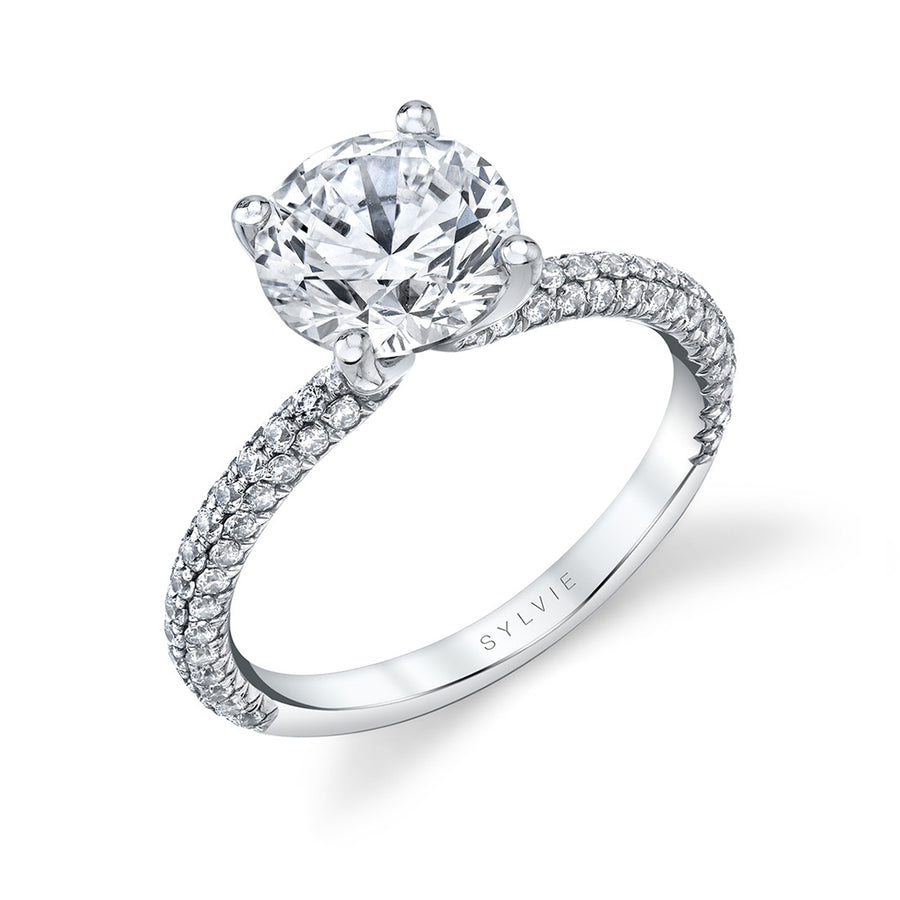 14K White Gold Semi-Mount Diamond Engagement Ring