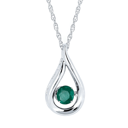 Sterling Silver Shimmering Diamond and Emerald Necklace