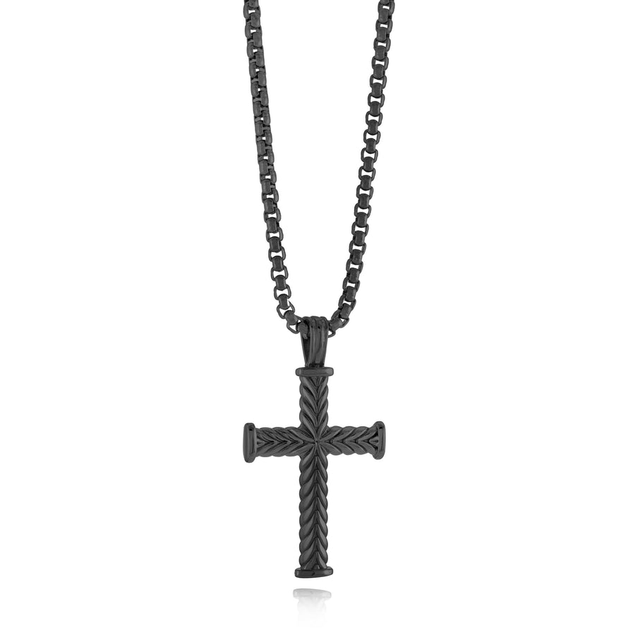 Stainless Steel Gun IP Wave Matte Cross on 22