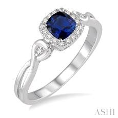 10K White Gold Sapphire and Diamond Ring