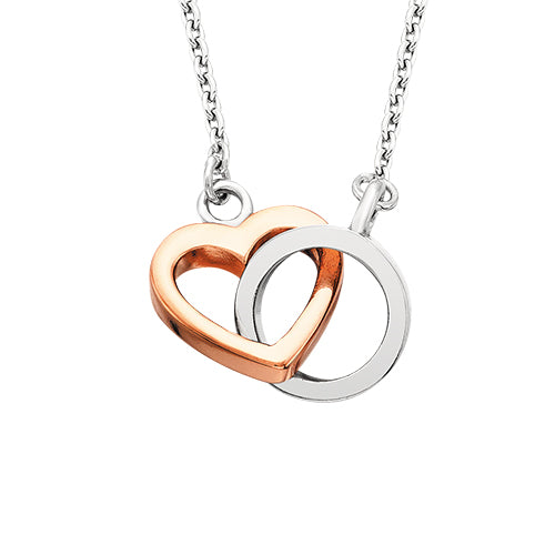 Sterling Silver Two Tone Heart Necklace