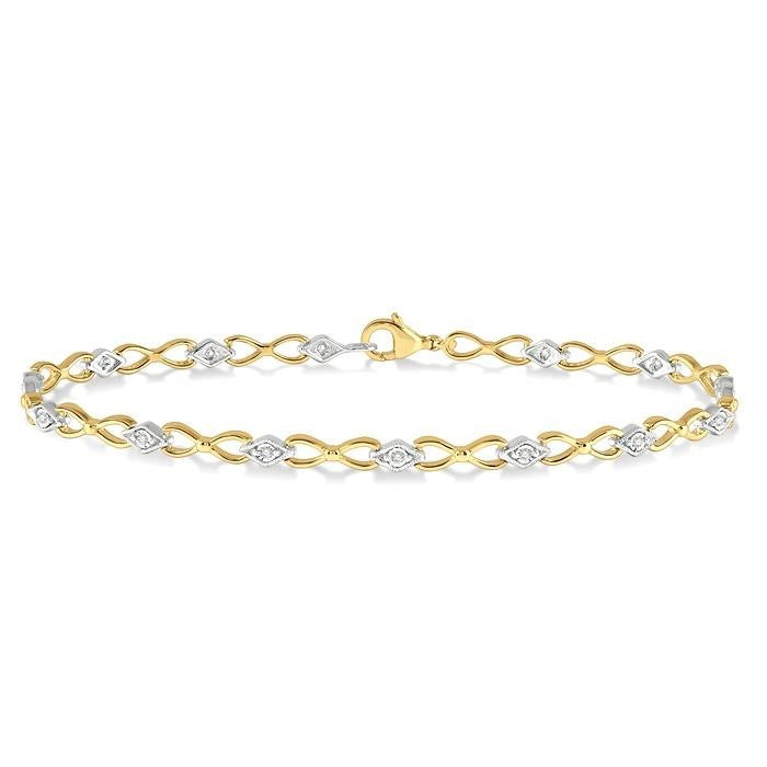 10K Two Tone Gold 0.10ct Diamond Infinity Bracelet