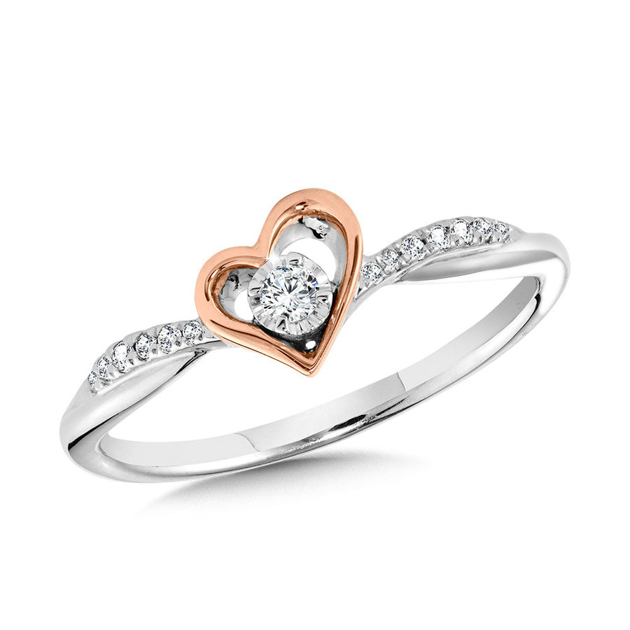 Sterling Silver and 10K Rose Gold Plated 0.10ct Diamond Promise Ring