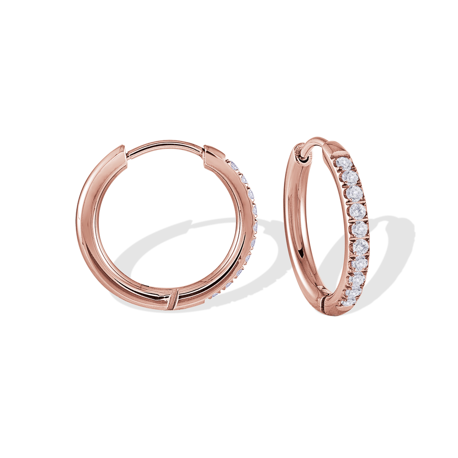 Stainless Steel Rose-IP Cubic Zirconia 22mm Eternity Huggie Earrings