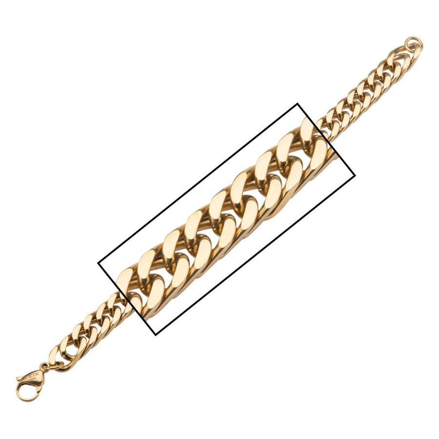 Gold IP Fancy Curb Chain Bracelet