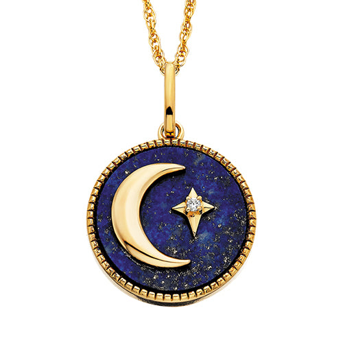 Sterling Silver Gold Plated Lapis and Diamond Necklace