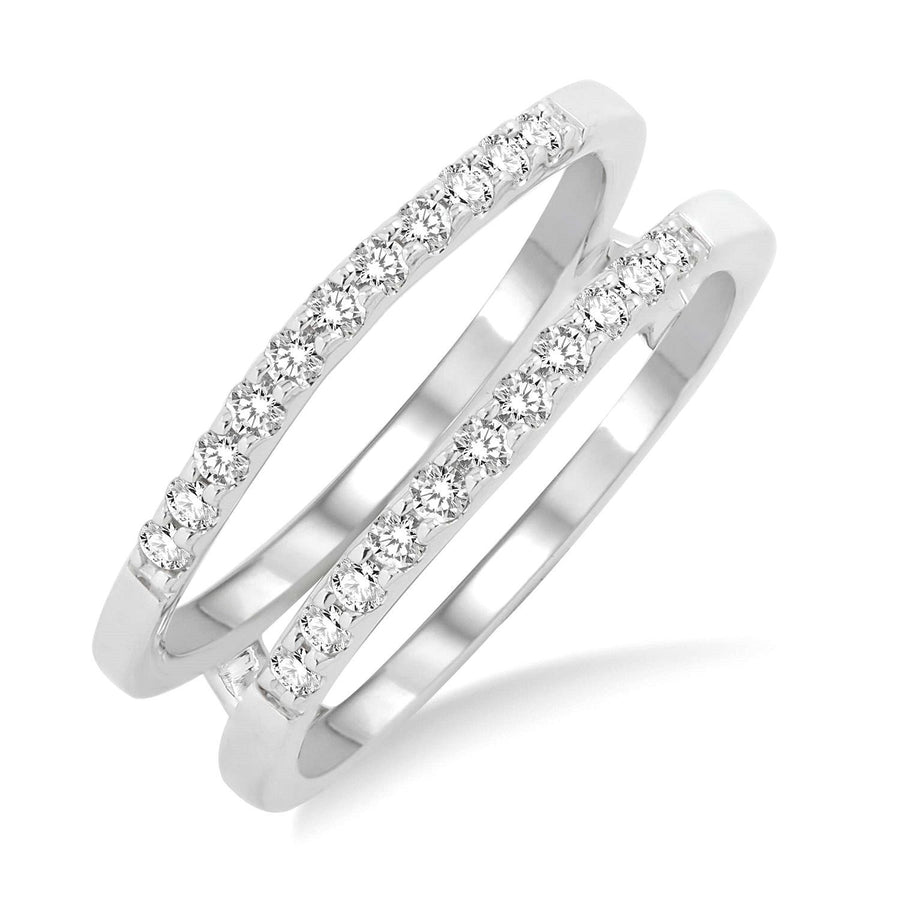 14K White Gold Diamond Wedding Ring Guard