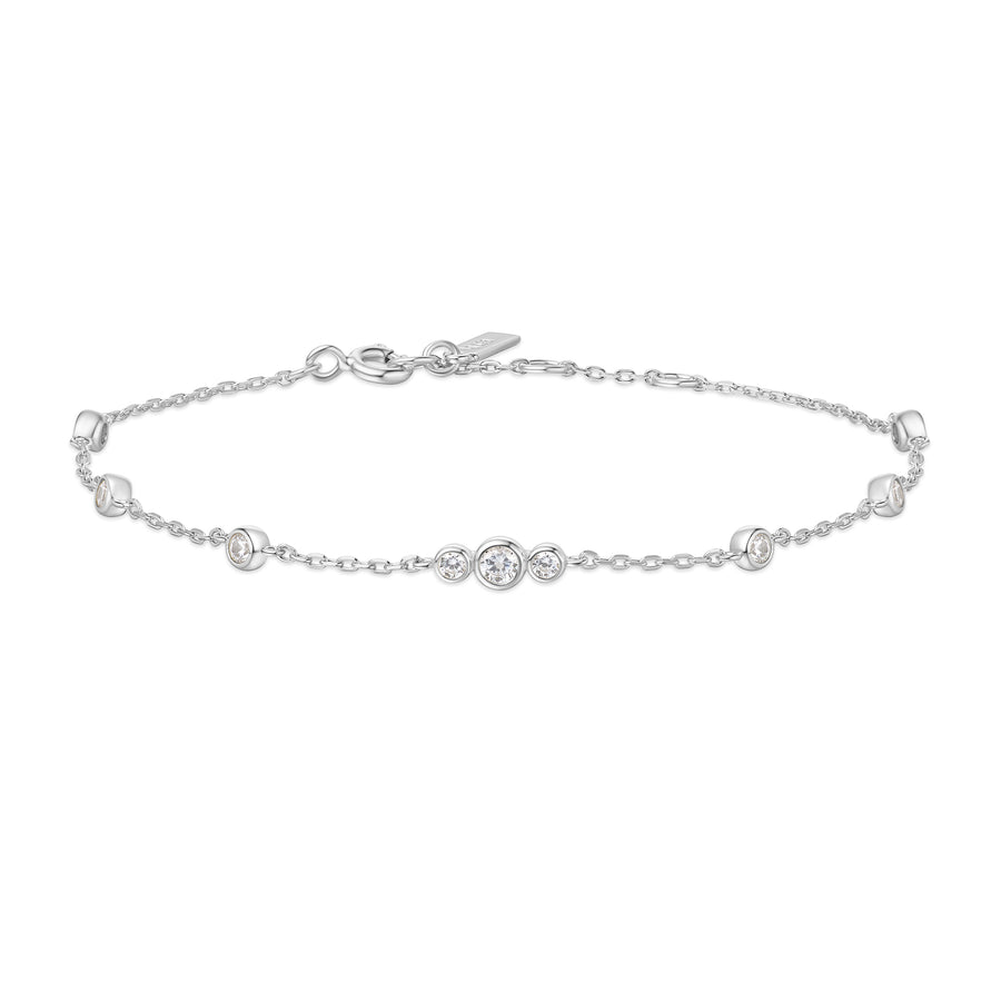 Silver Sparkling Bezel Cubic Zirconia Station Brac