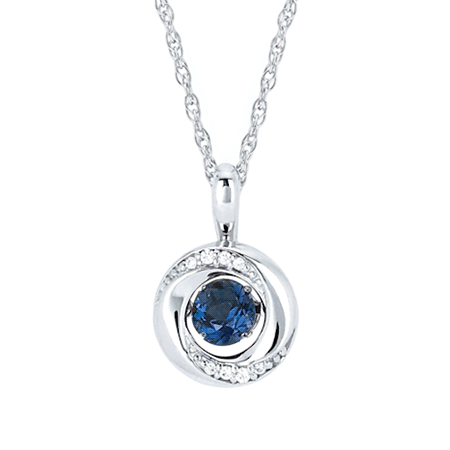 Sterling Silver Shimmering Sapphire Necklace with Diamonds