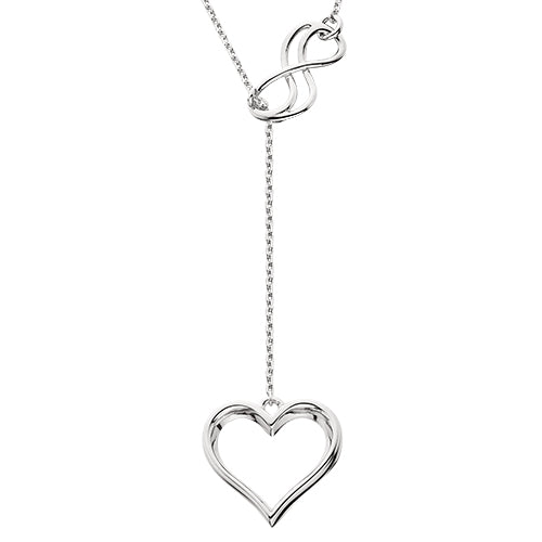 Sterling Silver Infinity Heart Lariat Necklace