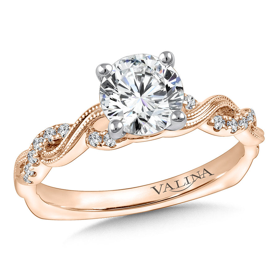 14K Rose Gold 0.13ct Diamond Semi-Mount Engagement Ring