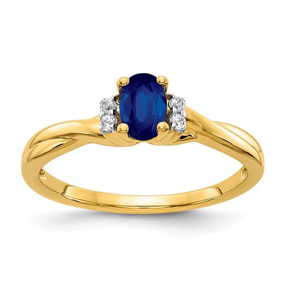 10K Yellow Gold Sapphire and Diamond Ring