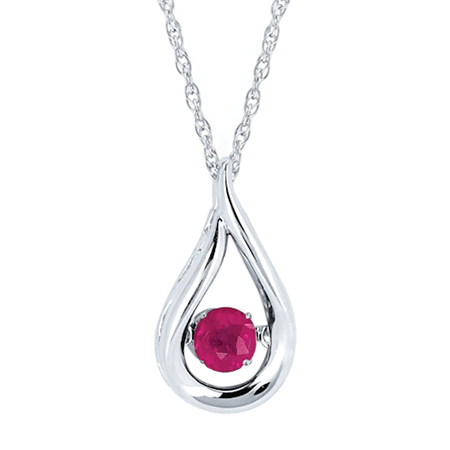Sterling Silver Shimmering Ruby Pendant on 18