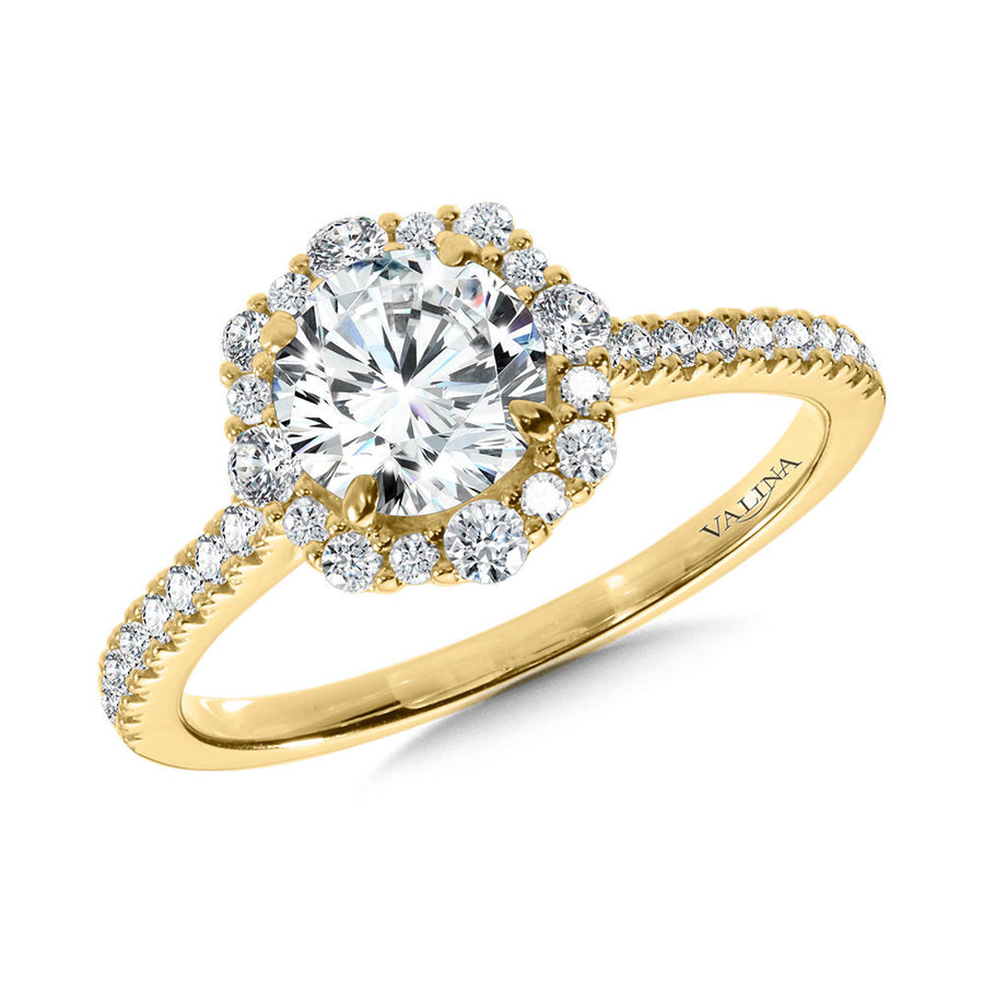 14K Yellow Gold 0.44ct Diamond Semi-Mount Engagement Ring
