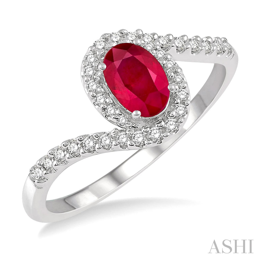 10K White Gold Ruby and Diamond Ring