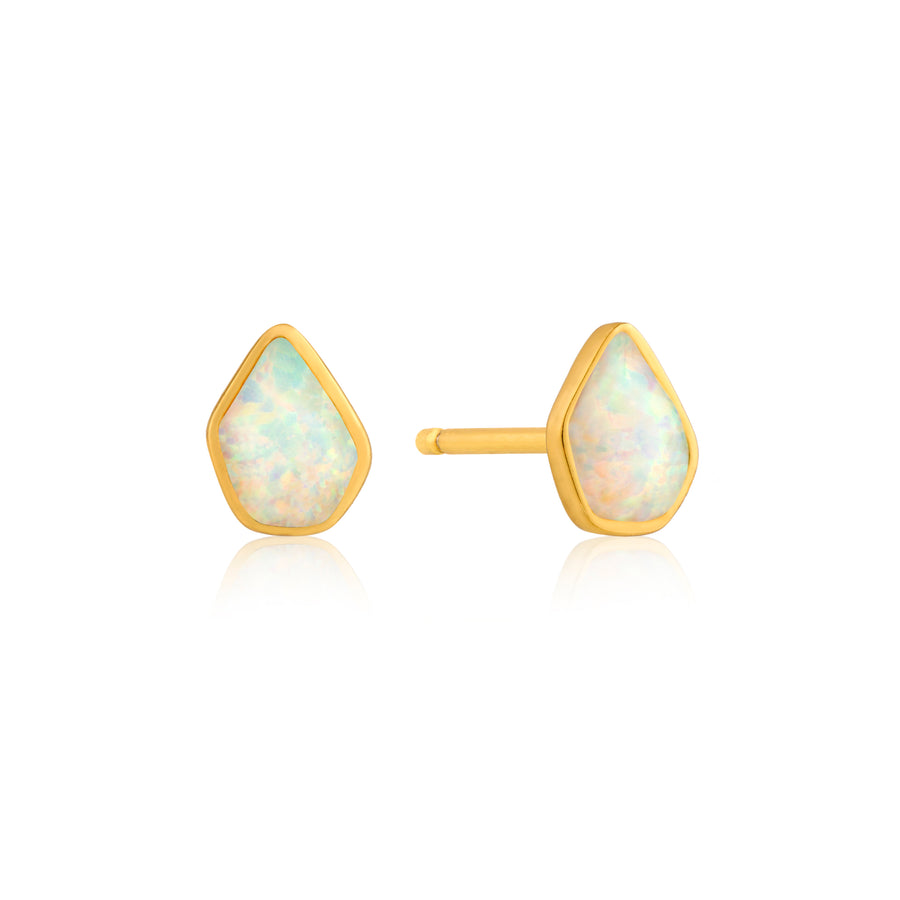 OPAL COLOUR STUD EARRINGS-YELLOW GOLD PLATE OVER S