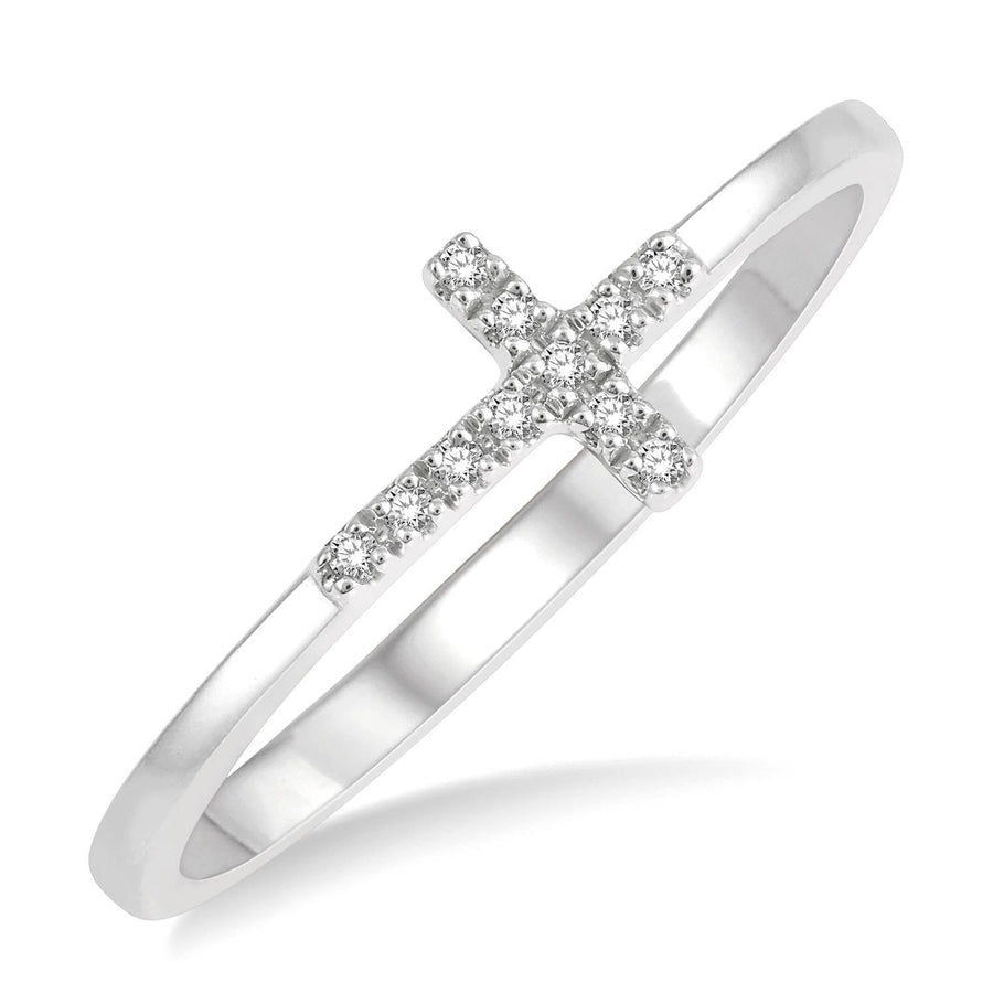 10K White Gold 0.04ctw Cross Ring