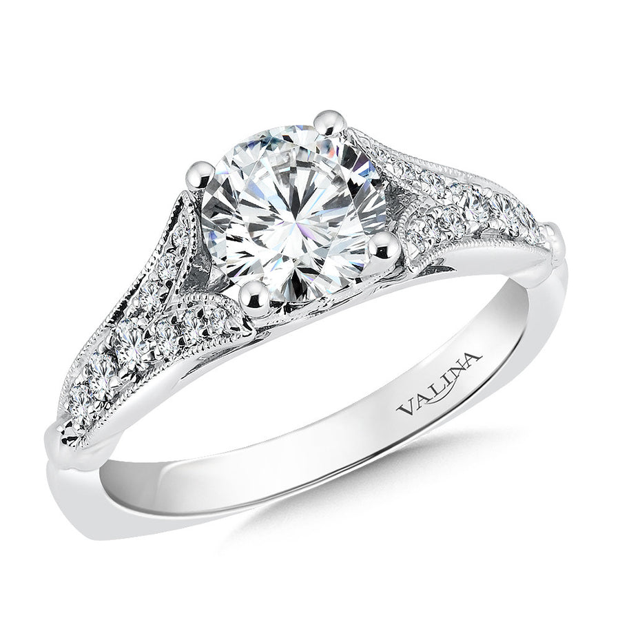 14K White Gold 0.28ct Diamond Semi-Mount Engagement Ring