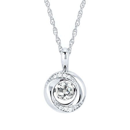Sterling Silver Shimmering White Sapphire Necklace with 0.03ct Diamonds on an 18