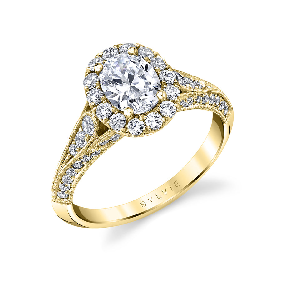 14K Yellow Gold Semi-Mount Diamond Engagement Ring