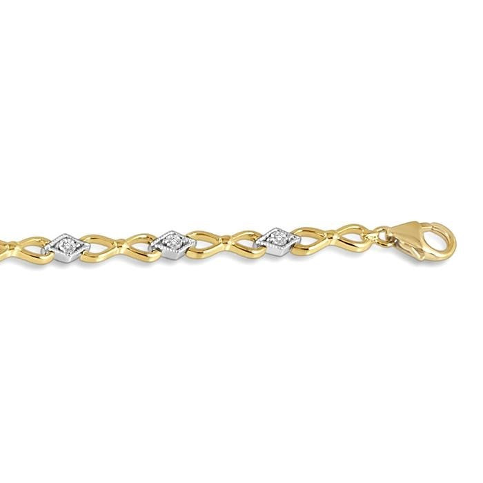 10K Two Tone Gold 0.10ct Diamond Infinity Bracelet