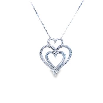 Sterling Silver 0.12ct. Diamond Heart Pendant on an 18