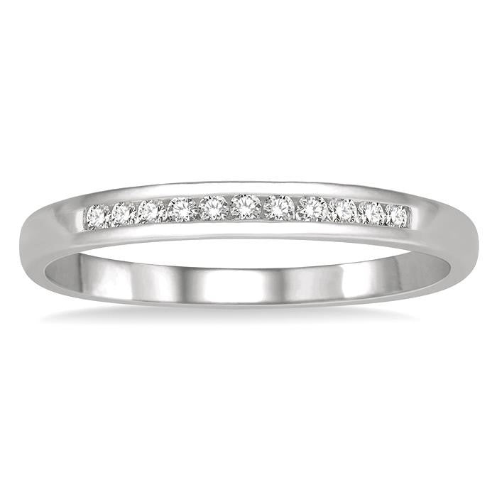 14K White Gold 0.10ctw Diamond Anniversary Band
