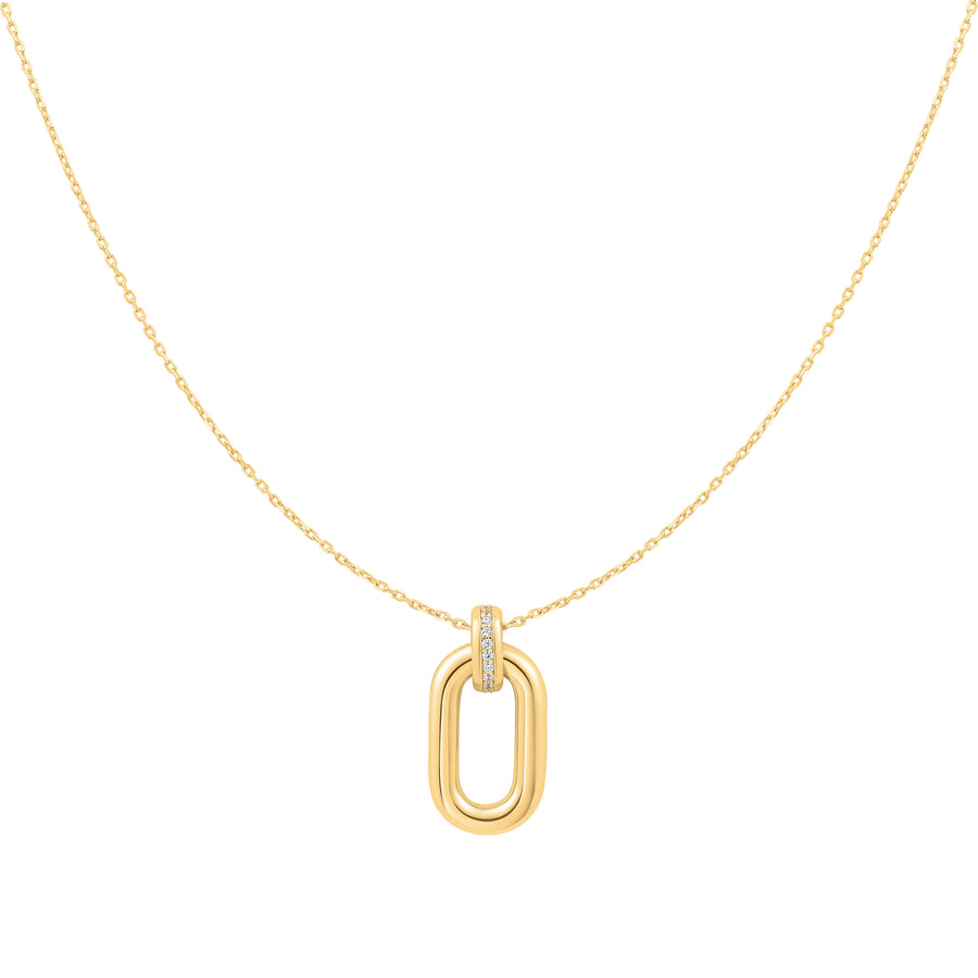 Gold Oval Hoop Pendant Necklace