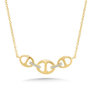 10K Yellow Gold 0.05ct Diamond Mariner Link Necklace