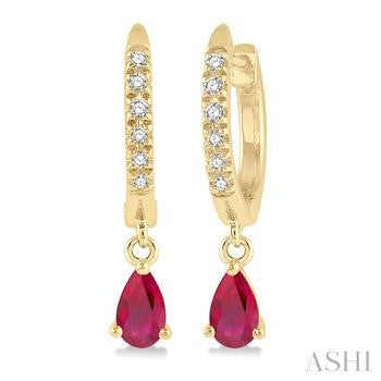 Yellow Gold Ruby and Diamond Earrings