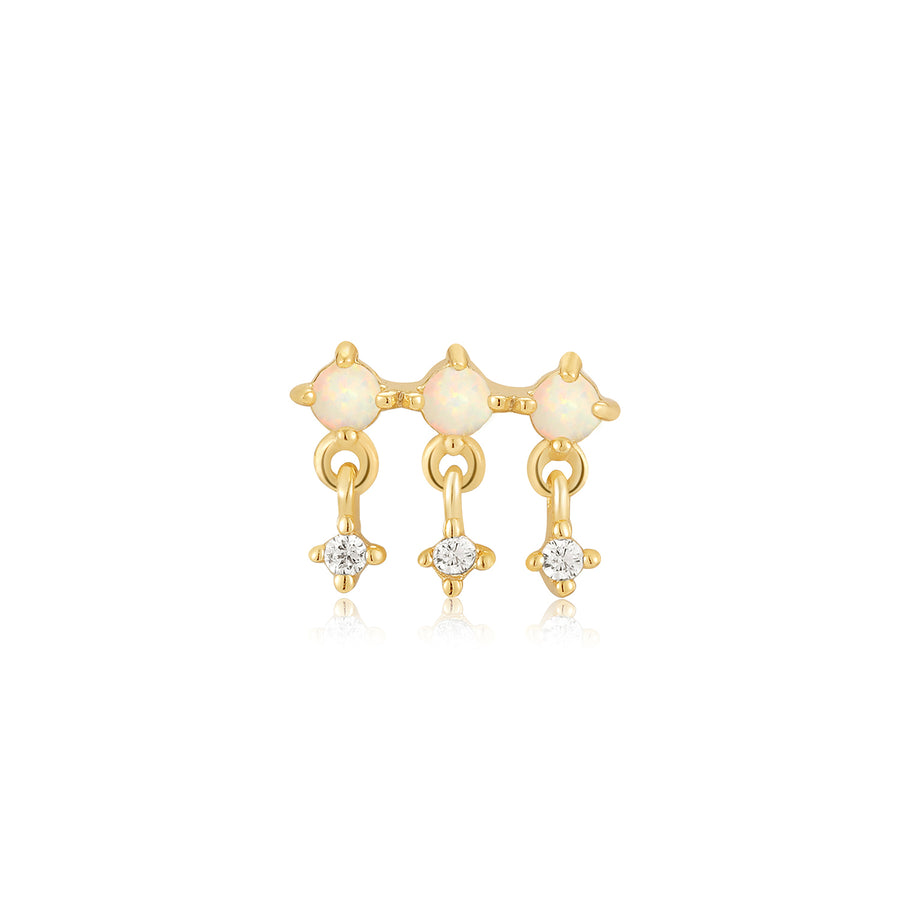 Sterling Silver Gold Plated Opal Single Barbell Earring